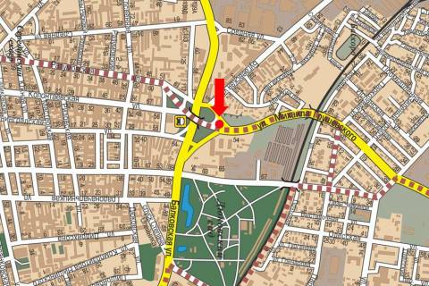 Билборд  в Одессе, 3x6  Грушевського вул. / Балківська вул., біля АЗС "Amic", шляхопровід, від вул. Бугаївська схема