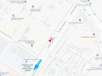 Білборд, Бігборд (Борд)  B у Харкові, 3x6  Перемоги пр., 55е, з центру схема
