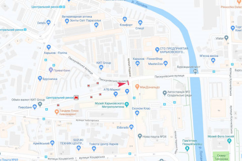 Билборд A в Харькове, 3x6  Пискунівська вул. - Машинобудівний пр., в центр схема