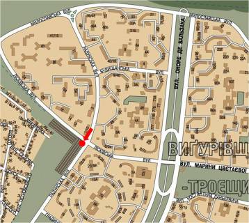 Билборд  в Киеве, 3x6  Радунська вул., 3, на перехресті з Лєскова вул., в бік Милославська вул. схема