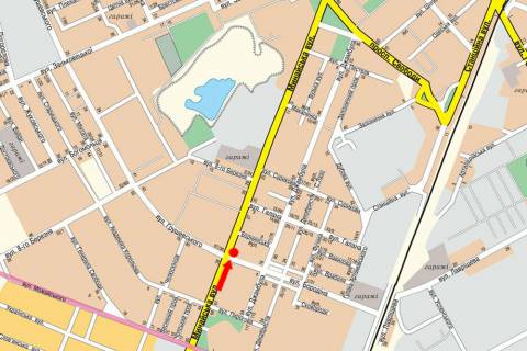 Билборд A в Ужгороде, 3x6  Минайська вул. / Бородіна вул. / Грушевського вул., біля ринку схема