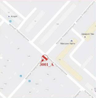 Билборд A в Херсоне Університетська (40 років Жовтня) вул. - Чорноморська вул. схема
