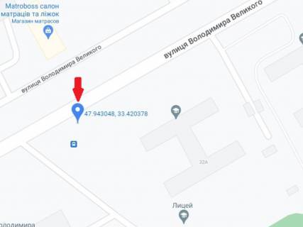 Білборд, Бігборд (Борд)  A у Кривому Розі, 3x6  Володимира Великого (кол. Мелешкіна) вул., 34, зуп. "Готель Київ", у бік Володимира Великого пл. (кол. Артема) схема