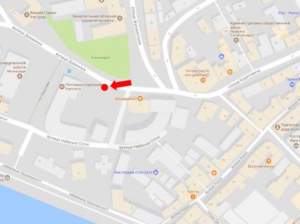 Ситилайт B в Ужгороде, 1.8x1.2  Поштова пл., в бік Дружби Народів пл., зупинка схема