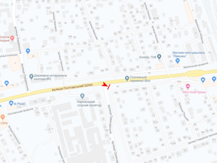 Бэклайт A в Харькове, 3x6  Полтавський Шлях вул., 95/1 - Семінарська (Володарського) вул., в центр схема