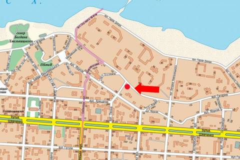 Билборд  в Черкассах, 3x6  вул. Володимира Великого (кол. Гагаріна)., спуск до Небесної Сотні вул., біля супермаркету "Абсолют" схема