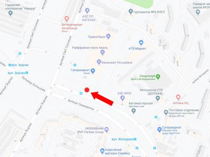 Призматрон, Призма  у Києві, 3x6  Симиренка вул., 17 - вул.Сім'ї Сосніних, біля супермаркету "Ашан", в бік просп. Леся Курбаса (50-річчя Жовтня) - 445330 схема