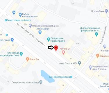Ситилайт A в Днепр (Днепропетровск), 1.2х1.8  просп. Дмитра Яворницького (Карла Маркса), 62 схема