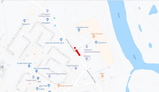 Billboard A in Sumi, 3x6  Geroiv Krut st. (kol. Cerepina st.) / Luspi av., bila AZS "Marshal" scheme
