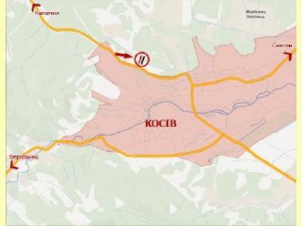 Билборд  в Косове, 3x6  Пістинська дорога , траса Коломия-Косів, (1) схема