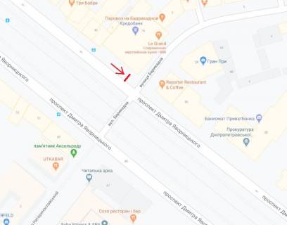 Ситилайт B в Днепр (Днепропетровск), 1.2х1.8  просп. Дмитра Яворницького (Карла Маркса) - вул. Барикадна схема