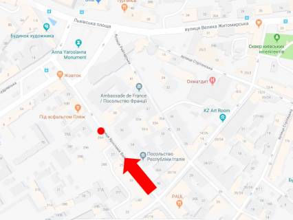 Ситилайт  в Киеве, 1.8x1.2  Ярославів Вал вул., 29а, в сторону Львівської пл. схема