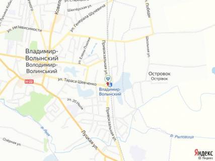 Билборд A в Владимир (Владимир-Волынский) Привокзальна вул., від центру схема