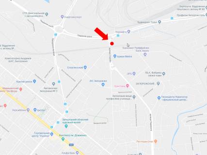 Билборд B в Запорожье, 3x6  Сєдова вул. - Південне шосе, біля залізничного мосту, в центр схема