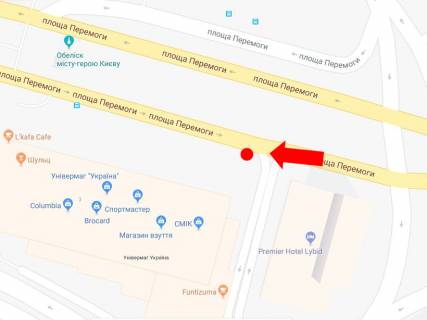 Ситилайт  в Киеве, 1.8x1.2  Галицька площа (Перемоги пл.)., 3, біля універмагу "Україна", в сторону Повітрофлотського мосту схема