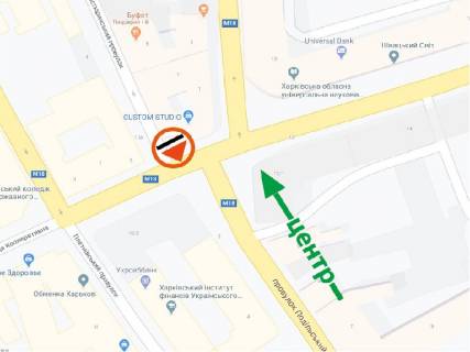 Билборд A в Харькове Костюринский пров., 5 / Кооперативна вул., 60 виходів на годину (тривалість - 8 сек.) схема