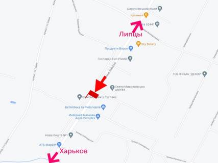 Билборд A в Циркунах, 3x6  с. Циркуни, Соборна вул., Свято-Миколаївська церква, (2), у бік м. Харків схема