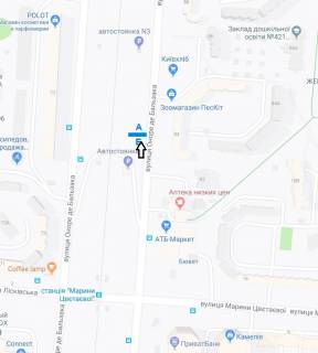 Билборд B в Киеве Бальзака вул., 84, в сторону Милославська вул. схема