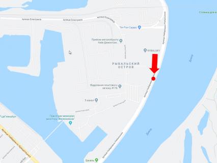 Билборд B в Киеве Набережно-Рибальська вул., 550м до Подільсько-Воскресенського мосту, в бік Набережно-Хрещатицької вул. схема