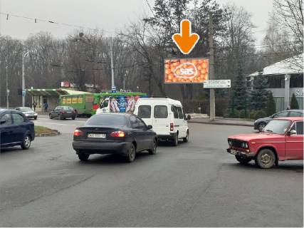 Білборд, Бігборд (Борд)  A у Харкові Вадима Манька вул. (Чкалова). - Проскури вул., 1-Б, в центр, вартість за 60 виходів на годину ролика тривалістю - 8 сек. Фото 1