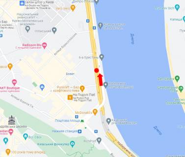 Video Billboard A in Kyiv, 1.8x1.2  Naberezno-Hresatic'ka st., 9, na r/p, (1-1), u bik Gavans'kogo mostu - 483826 scheme