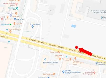 Видеоборд A в Киеве просп. Берестейський (Перемоги)., 44, кіностудія ім. Довженка, перед тимчасовим світлофором і Шулявським мостом, з центру - 184772 схема