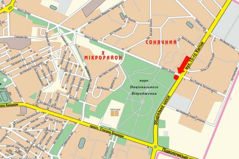 Билборд A в Тернополе, 3x6  Злуки пр. / 15-го Квітня вул., біля ТЦ "Мандарин", супермаркету "Сільпо", в центр,  права схема
