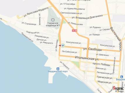 Билборд B в Бердянске Свободы ул., 8 - Западный пр. схема