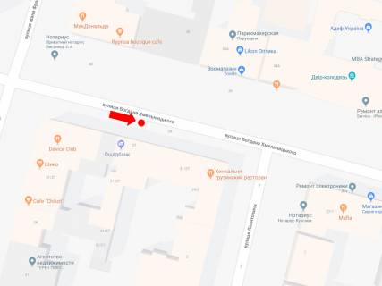 Ситилайт  в Киеве, 1.8x1.2  Хмельницького вул., 29/2 / вул. Франка, навпроти McDonald's, в сторону вул. Хрещатик схема