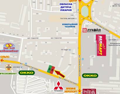 Билборд  в Ивано-Франковске, 3x6  Петлюри вул., 25, в сторону Чорновола вул. схема
