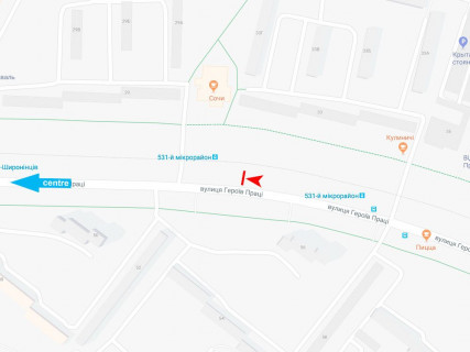 Billboard A in Kharkiv, 3x6  Нескорених (кол. Героїв Праці) вул., 31, в центр scheme