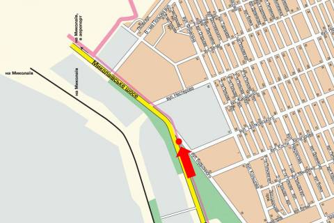 Билборд  в Херсоне, 3x6  Миколаївське шосе, біля автосалону "Укравто", з центру (флажок) схема