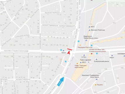 Билборд B в Харькове, 6x3  просп. Льва Ландау (50-річчя СРСР). - Байрона (кол. Героїв Сталінграда) пр.,155, в центр схема