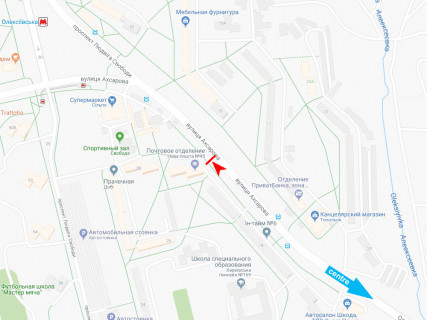 Billboard B in Kharkiv, 3x6  Ахсарова вул., 16, з центру scheme