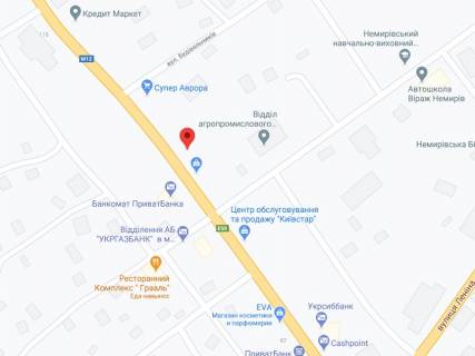 Видеоборд A в Немирове Горького вул., 96, аптека "Конекс", прайс за ролик 10 сек 1 вихід/5 хвилин, на двосторонньому екрані, від 144 виходів на день. Розрахунок для інших параметрів трансляції уточнюйте у менеджера. - 301456 схема