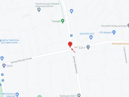 Білборд, Бігборд (Борд)  B у Нікополі, 4х3  на перехресті вул. В.Усова та вул. Шевченка схема