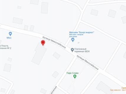 Видеоборд A в Богуславе Миколаївська вул., 40 Б, аптека "Вітамін", прайс за ролик 10 сек 1 вихід/5 хвилин, з 8:00-22:00. Розрахунок для інших параметрів трансляції уточнюйте у менеджера. - 301212 схема