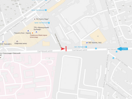Билборд B в Харькове, 3x6  Салтівське шосе - Салтівський пров., з центру схема