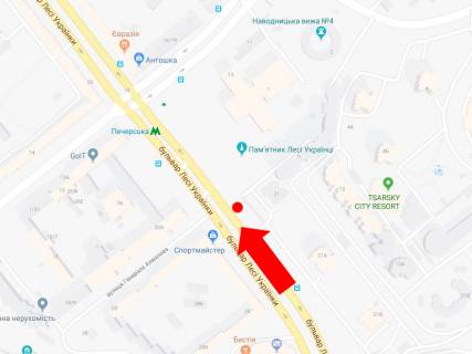 Видеоборд A у Києві Українки бул., 21, в сторону ст. м. "Печерська", в центр - 228601 схема
