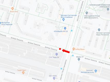 Білборд, Бігборд (Борд)  A у Харкові, 3x6  Каденюка (раніше Танкопія) вул. - Петра Григоренка проспект (кол. Маршала Жукова), на світлофорі, в бік просп. Льва Ландау (50-річчя СРСР) схема