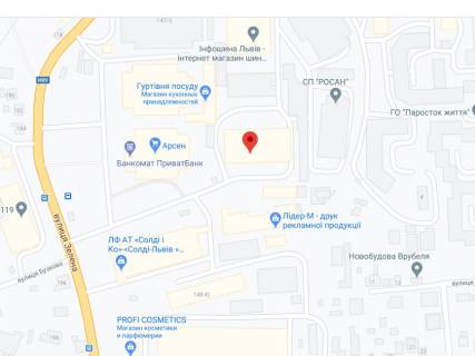 Видеоборд A в Львове Зеленая вул., 147, аптека "Мед Сервіс", №Л060, прайс за ролик 10 сек 1 вихід/5 хвилин, з 8:00-22:00. Розрахунок для інших параметрів трансляції уточнюйте у менеджера. - 301441 схема