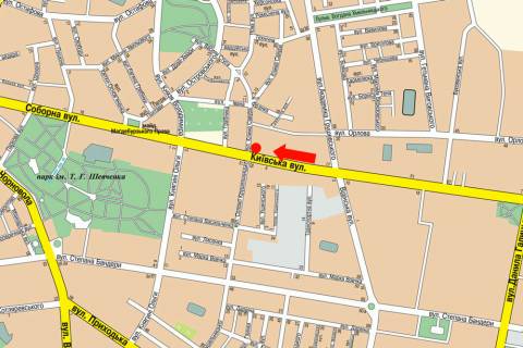 Ситилайт A в Ровно, 1.8x1.2  Київська вул. / Савура вул., біля автосалону "Citroen" схема