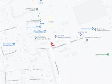 Билборд B в Марганце, 6х3  перехрестя вул. Промислова та Лермонтова (навпроти буд. 4 по вул. Лермонтова)  схема
