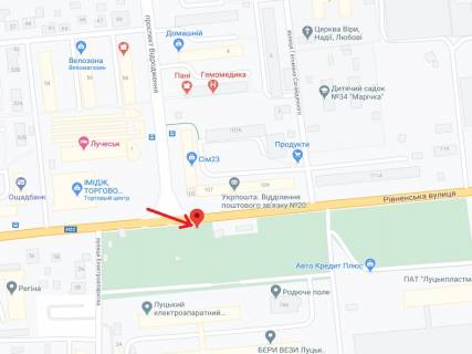 Билборд A в Луцке Відродження вул. - Рівненська вул. схема