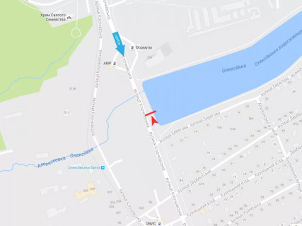 Билборд A в Харькове, 3x6  Клочківська вул., водосховище, з центру схема