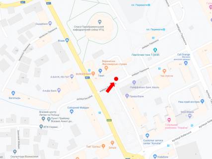 Citylight B in Zhytomyr, 1.8x1.2  Peremogi pl., 1/12, bila magazinu "TEMP", zupinka "pl. Peremogi", centr scheme