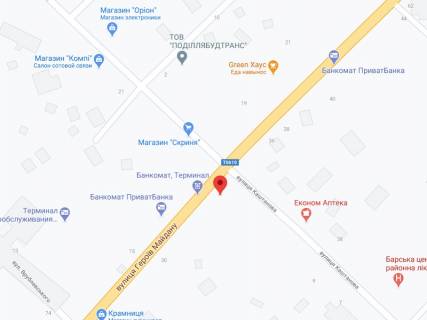 Видеоборд A в Баре Каштанова вул., 5, аптека "Конекс", прайс за ролик 10 сек 1 вихід/5 хвилин, на двосторонньому екрані, від 144 виходів на день. Розрахунок для інших параметрів трансляції уточнюйте у менеджера. - 301159 схема