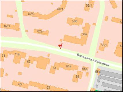 Білборд, Бігборд (Борд)  B у Одесі Вільямса вул., 56А - Королева вул. схема