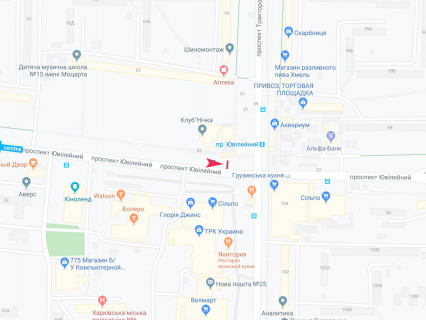 Citylight A in Kharkiv, 1.8x1.2  просп. Ювілейний (П'ятдесятиріччя ВЛКСМ ), 55а, (2), зупинка "Тракторобудівників пр.", з центру scheme