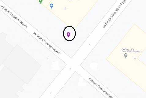 Скролер, Скрол A у Дніпро (Дніпропетровськ) Грушевського вул. (Колиш. Лібкнехта вул.) - Старокозацький вул. (Колиш. Комосомольская вул.), 12А - 290823 схема